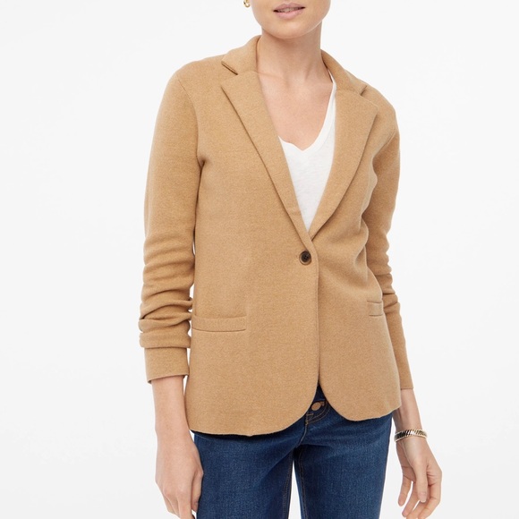 NWT J. CREW Camel Sweater/Knit Blazer